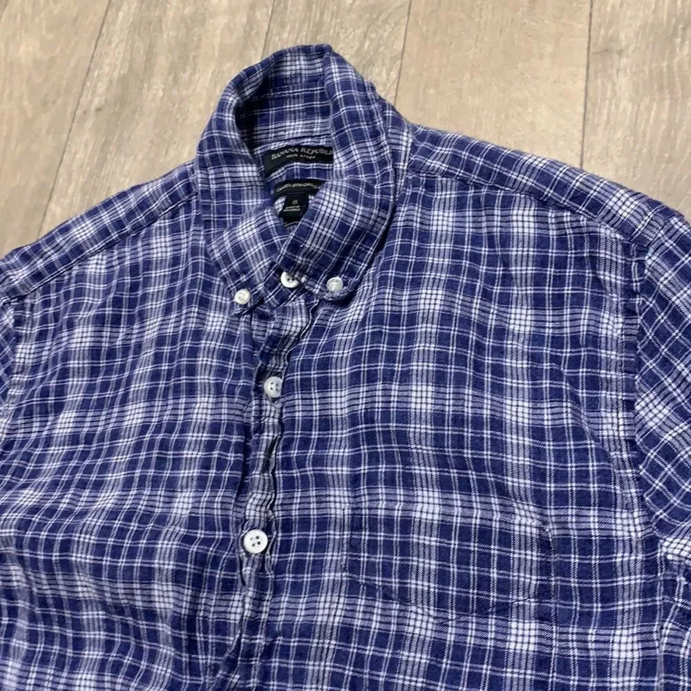 Mens Banana Republic Camden Standard Fit‎ 100% Linen Button Up